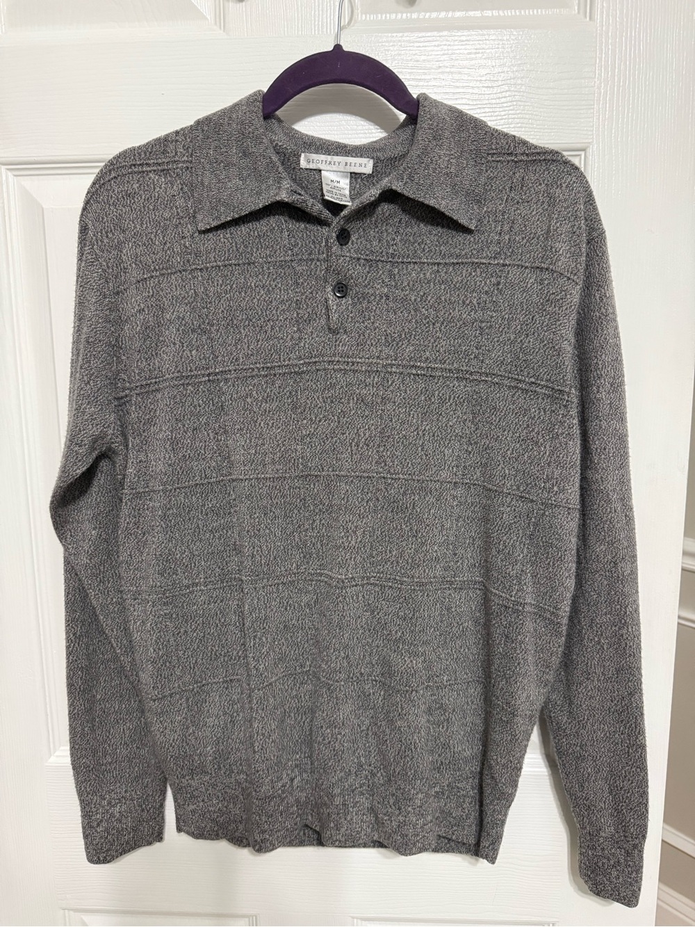 Geoffrey Beene Men's Gray V-Neck Polo Sweater